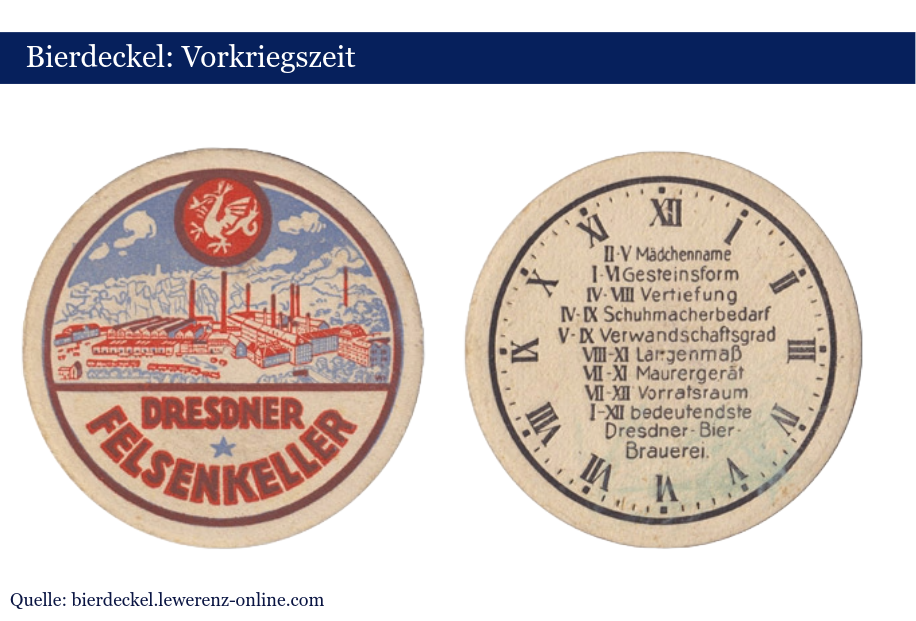 Dresdner Felsenkeller Bierdeckel aus der Vorkriegszeit