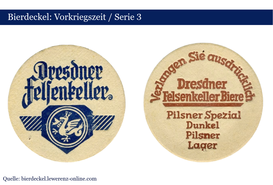 Dresdner Felsenkeller Bierdeckel aus der Vorkriegszeit