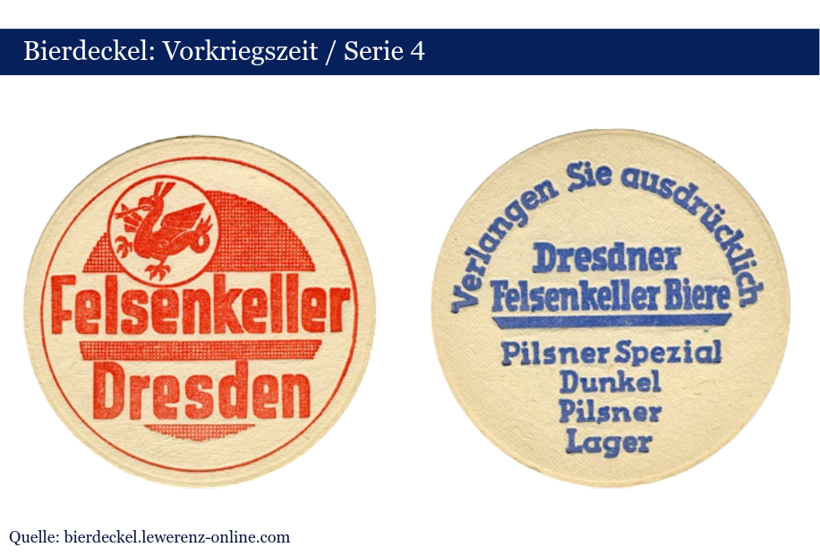 Dresdner Felsenkeller Bierdeckel aus der Vorkriegszeit