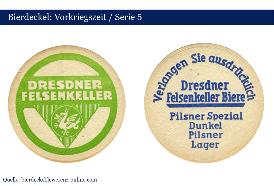 Dresdner Felsenkeller Bierdeckel aus der Vorkriegszeit
