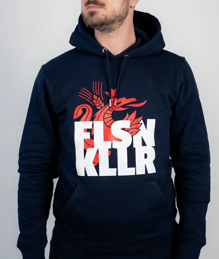 Schwarzer Hoodie „Dresdner Felsenkeller“ Unisex mit Dresdner Felsenkeller Logo